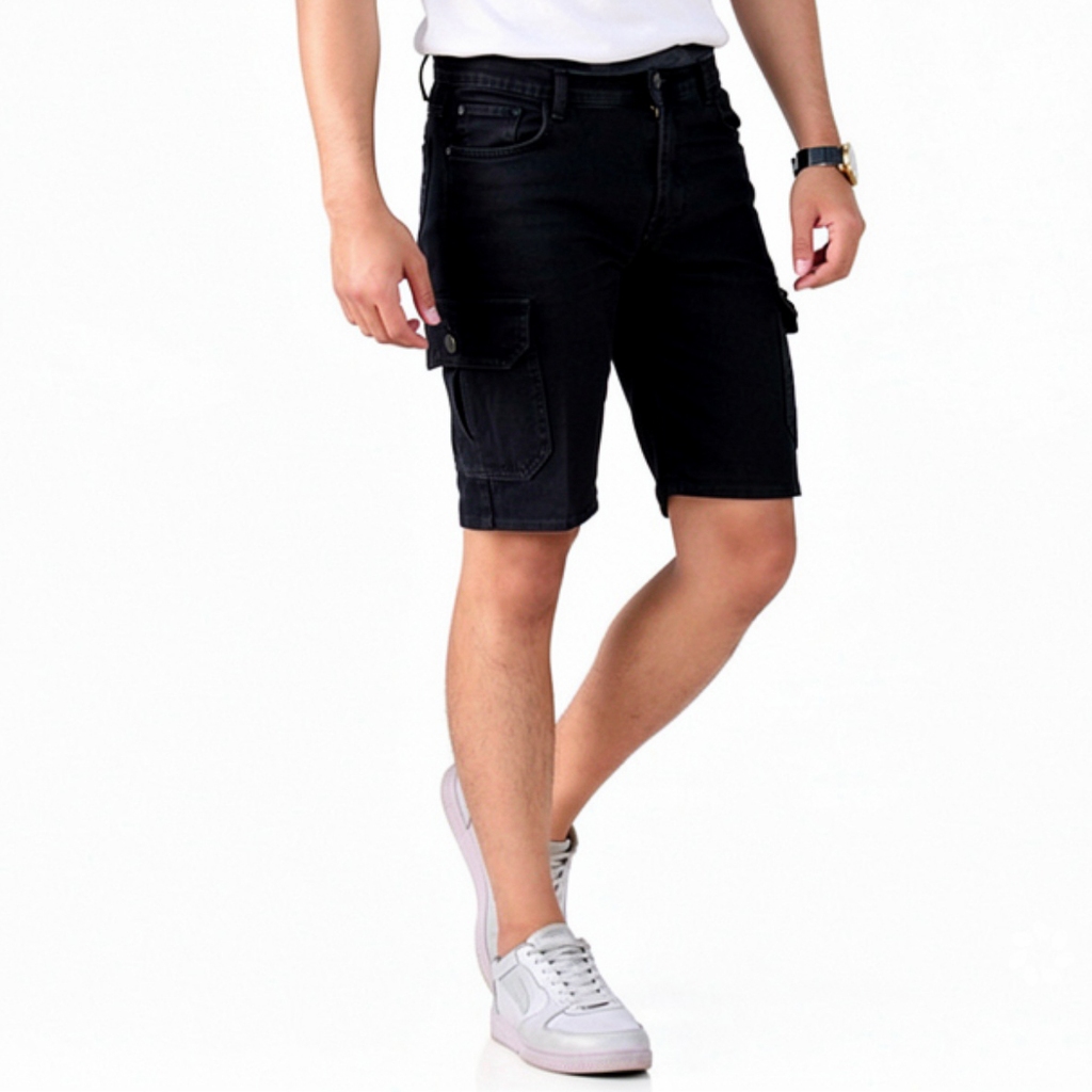 Points Denim - Celana Pendek Jeans Cargo PDL Pria