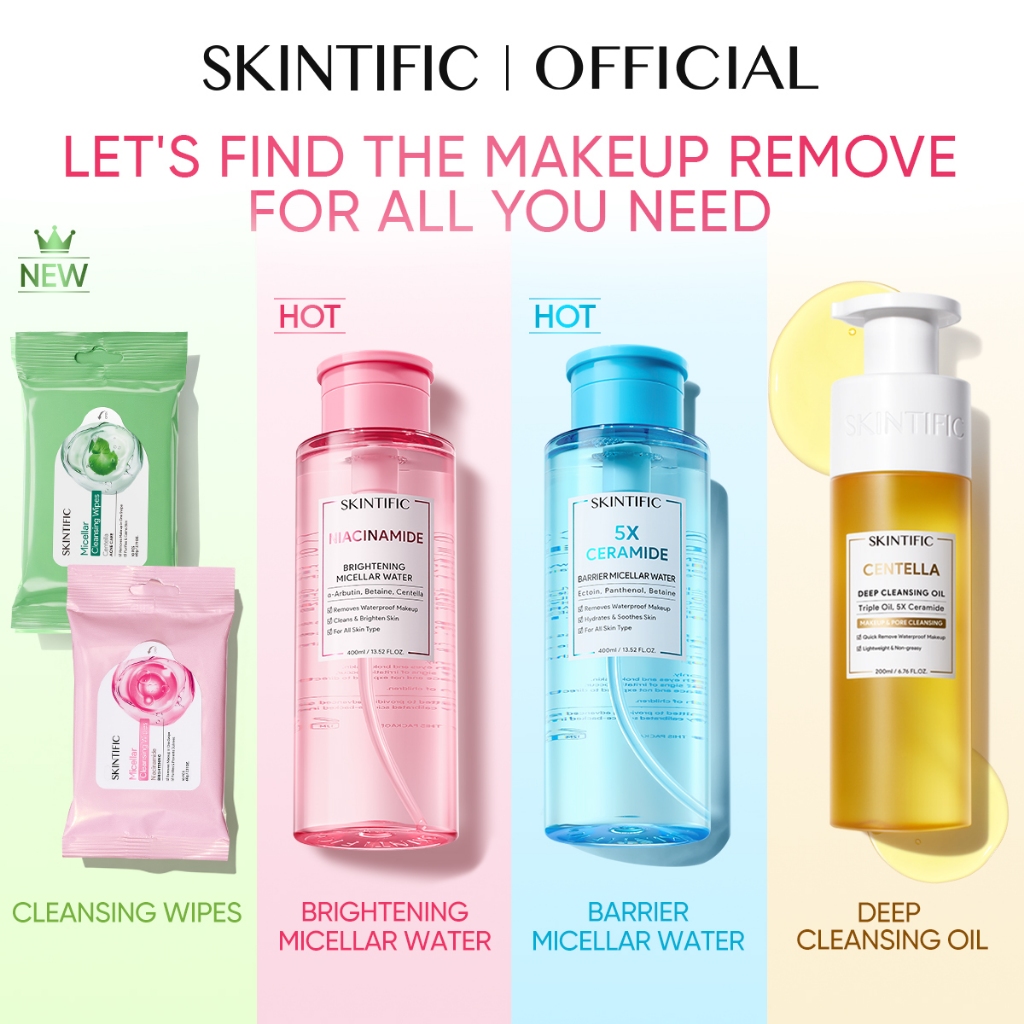 SKINTIFIC - Brightening & 5X Barrier & Cleansing Oil & Mugwort Purifying Micellar Water & Cleaning Balm| Pembersih Cleanser Makeup Sekali Bersih Total Tanpa Residu Tidak Menyumbat Pori Tidak Membuat Jerawat Aman untuk Purifying Barrier zero oil feeling