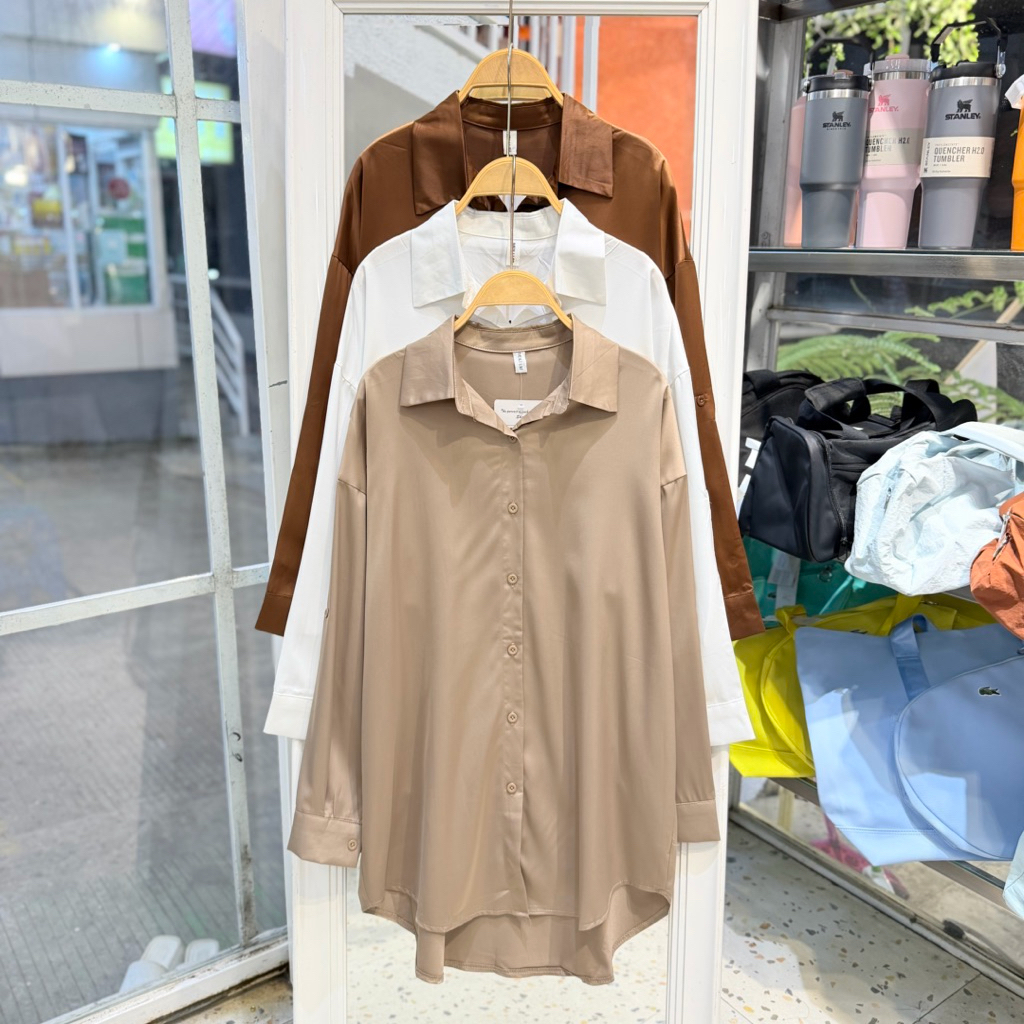 Want It | Kemeja Tunik Satin Silk Polos • 2316