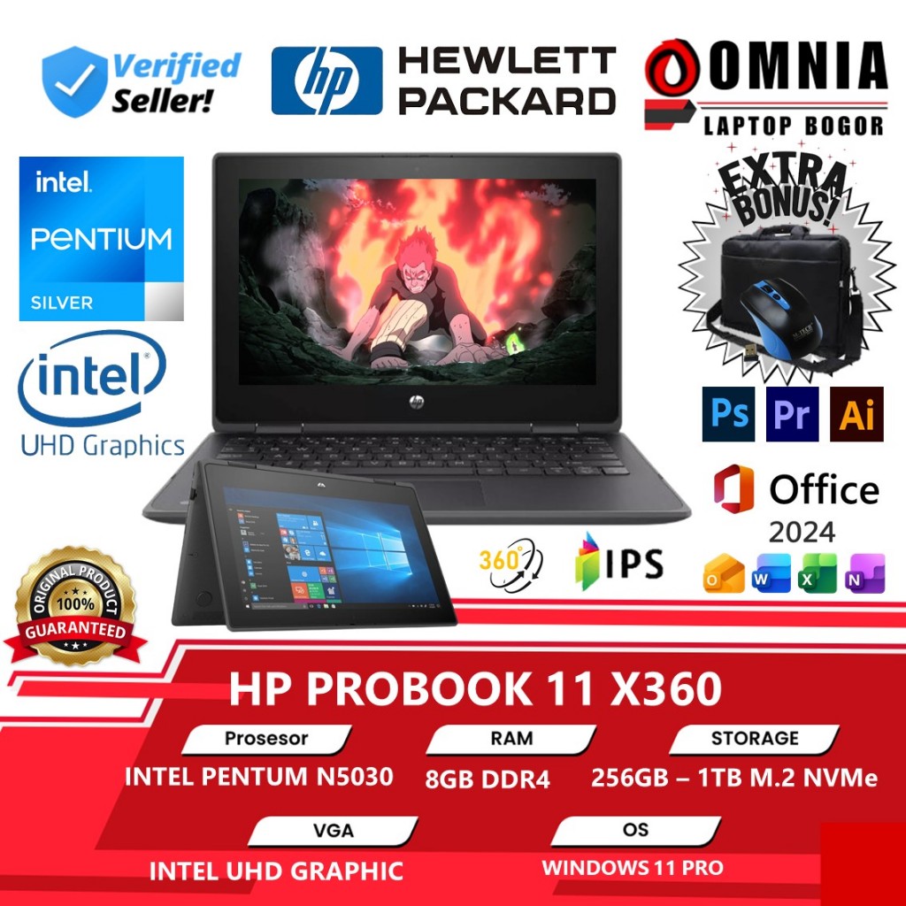 Hp Probook X360 11 Intel Pentium Silver N5030 8gb 1tb 11.6 Touchscreen Win11 Pro