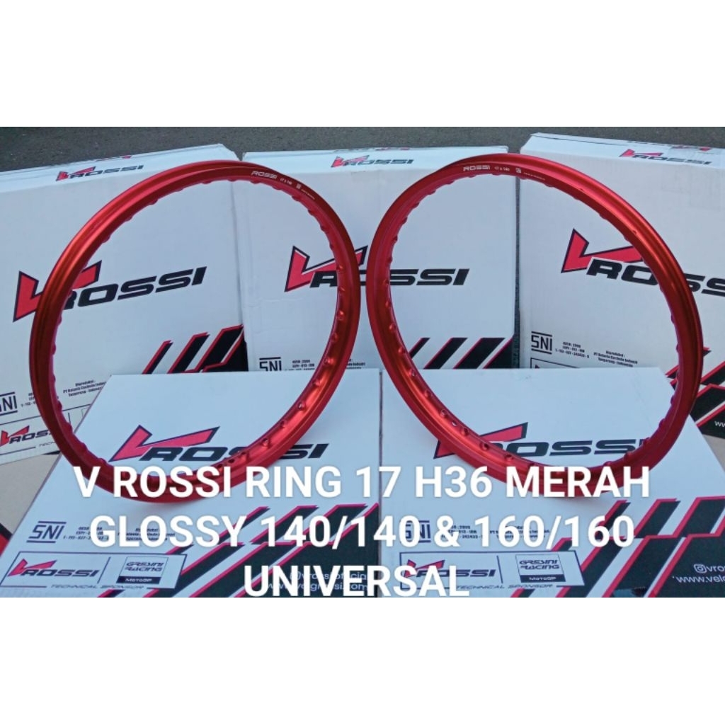 VELG/PELAK JARI JARI V ROSSI RING 17 MERAH GLOSSY HOLE 36 UKURAN 140/140 DAN 160/160 UNIVERSAL ASLI 
