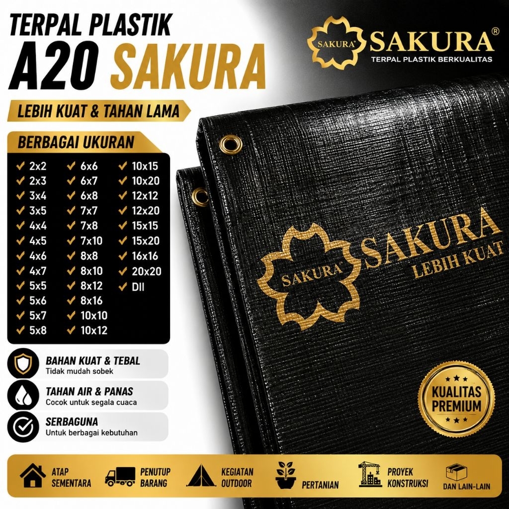 Terpal plastik A20 Sakura Premium+UV (Custom)