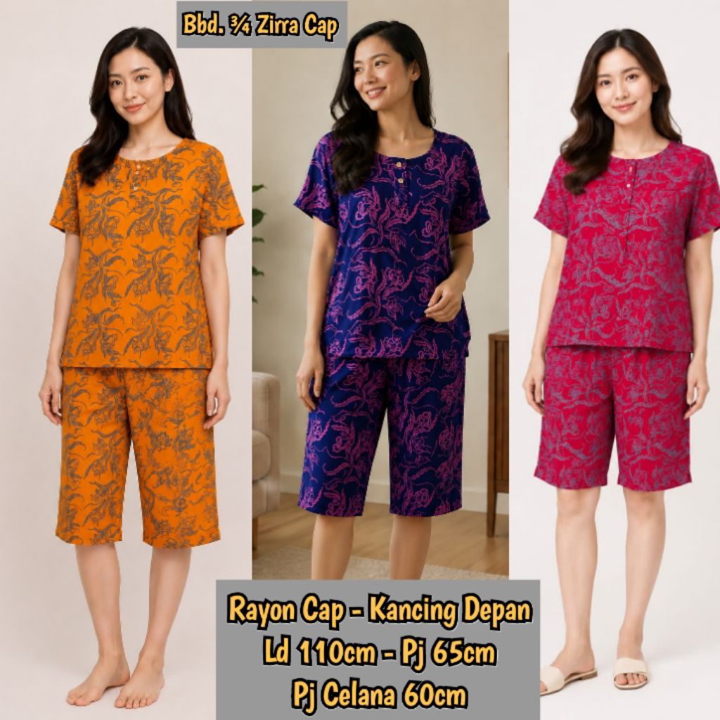 Setelan Kulot Babydoll Baju Tidur Pendek Batik Cap