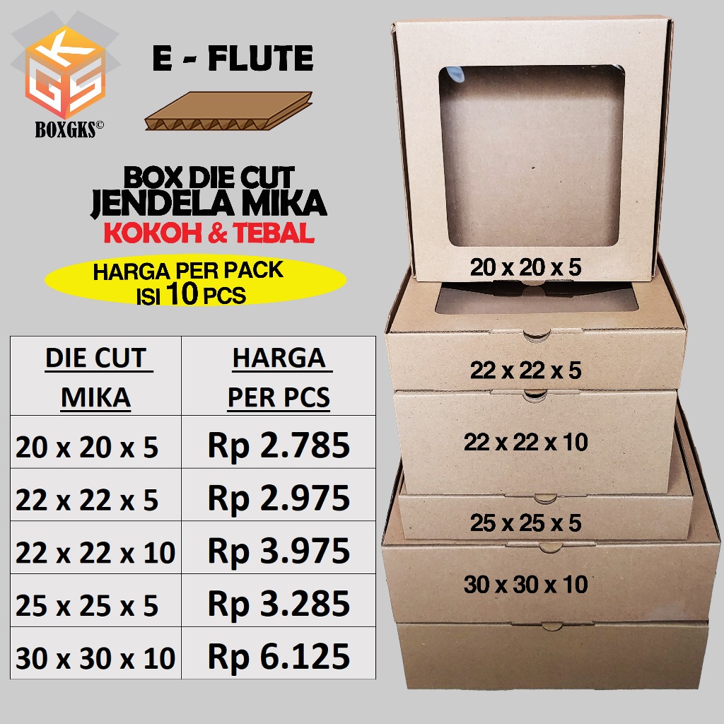 (10pcs) KARDUS MIKA BOX MIKA Kardus Mika 30x30x10 Dus Mika 25x25x5 Kardus Mika 22x22x10 Kardus Mika 