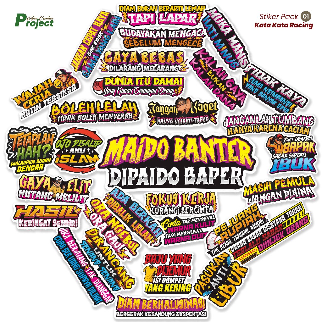 Stiker Pack Kata Kata Racing Herex,Sticker Motor Helm