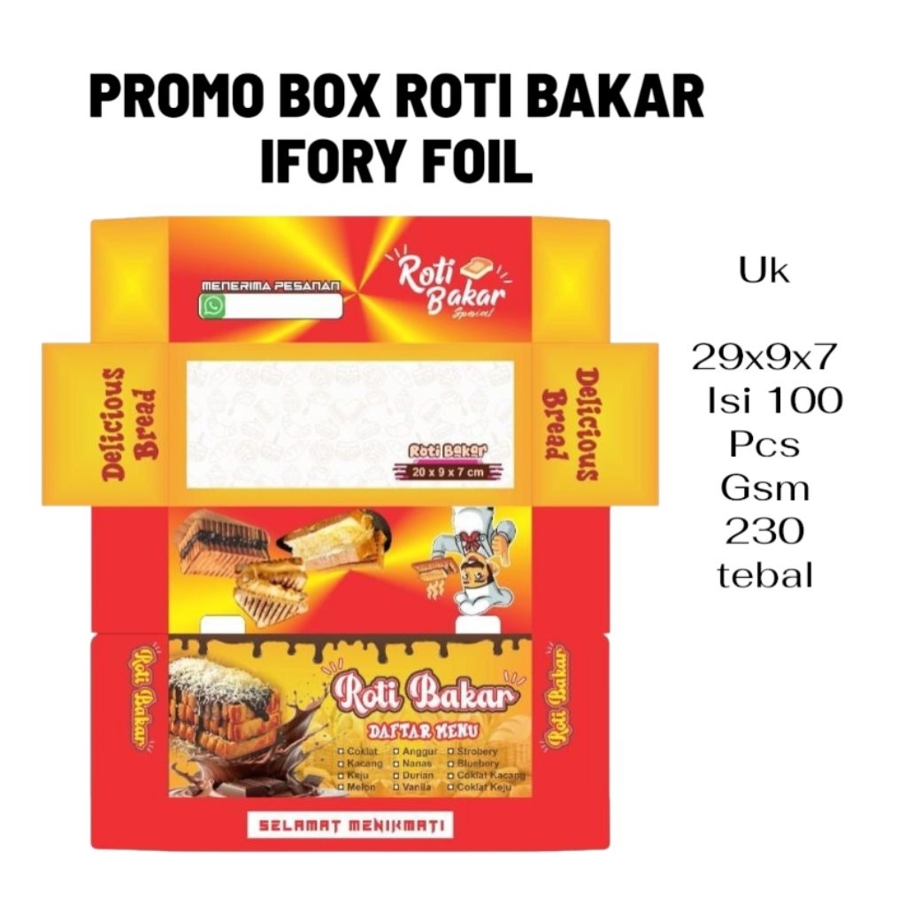 bok roti bakar ifory foil isi 100 pcs// promo dus roti bakar// box roti bakar murah//  kemasan dus r
