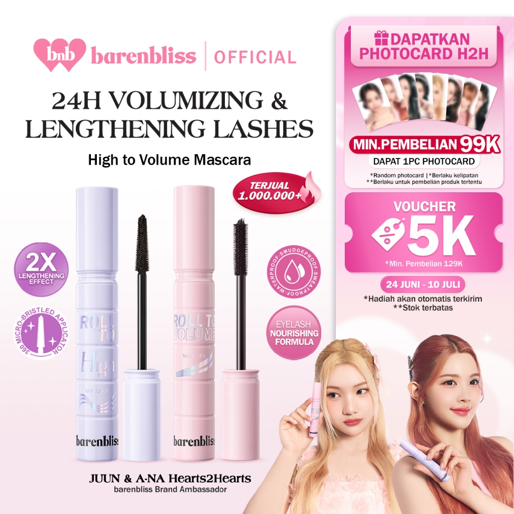 [GET FREE PC H2H]  BNB barenbliss Roll To Volume & Roll To High Mascara 8g Maskara Tahan lama 24 Jam