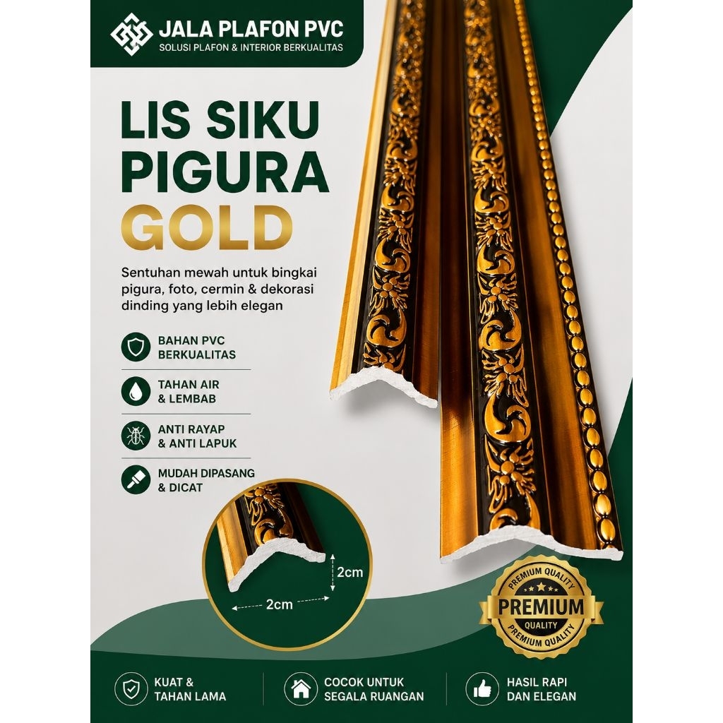 Lis siku pigura gold black,Lis plafon PVC drop selling