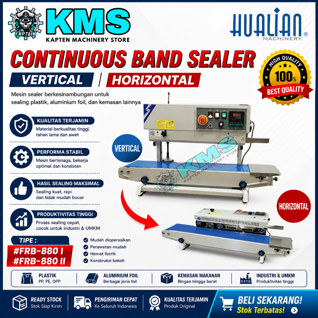 FRB-880 Continuous Sealer Mesin pres segel plastik FRB-880I Horizontal FRB-880II Vertikal
