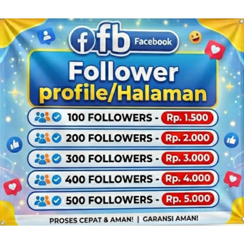 Followers FB profil/halaman akun aktif