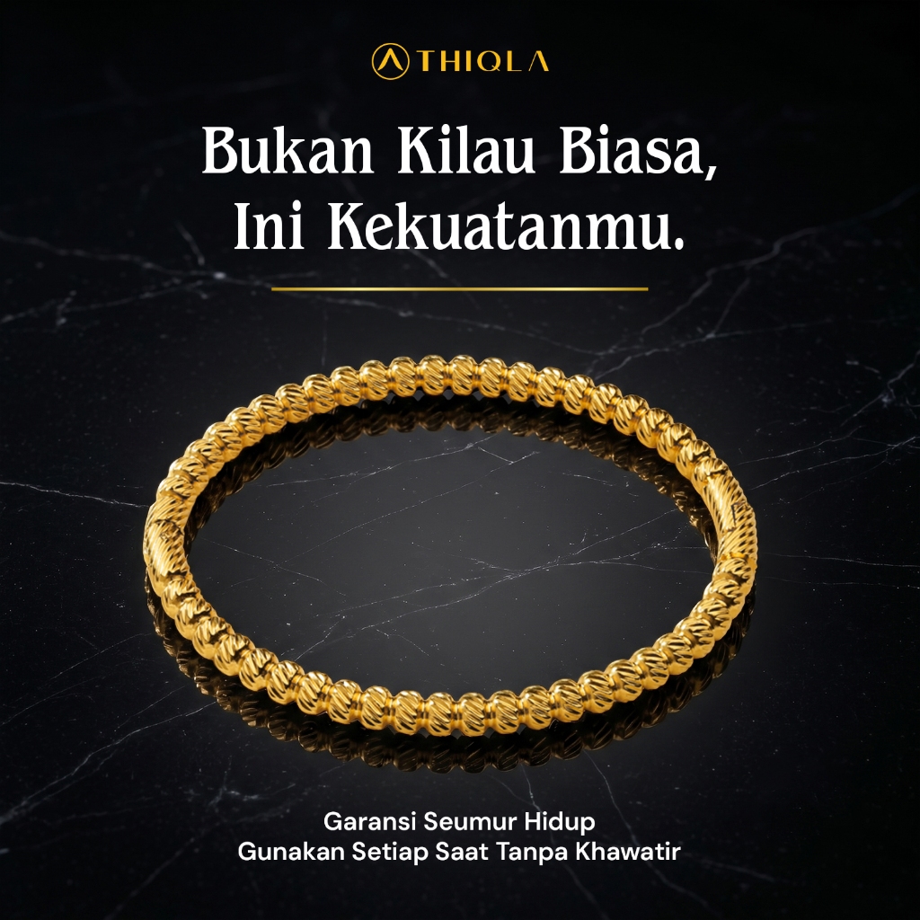 THIQLA - Gelang Bangle ALVA - Gelang Estetik Wanita - Gelang Oval Untuk Tangan Kecil Kurus & Gemuk -