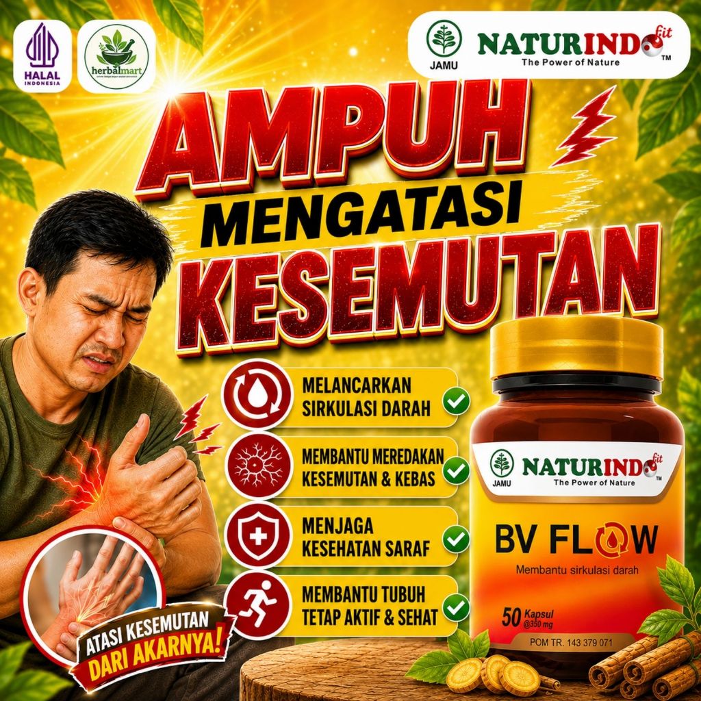 Obat Kesemutan Kebas Varises Kram Memperlancar Peredaran Darah BV Flow Herbal Alami Naturindo