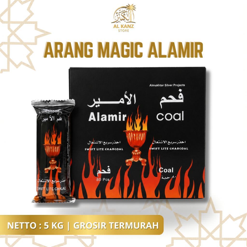 Grosir Arang Magic Al Amir 1 Box Isi 8 Roll Briket Donat Batok Kelapa