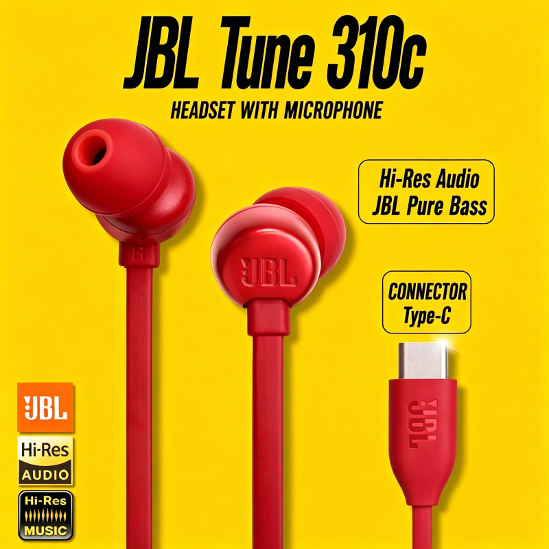 [ Original 100%] JBL Tune 310C Wired Earphone Type C Original Harman – Super Bass