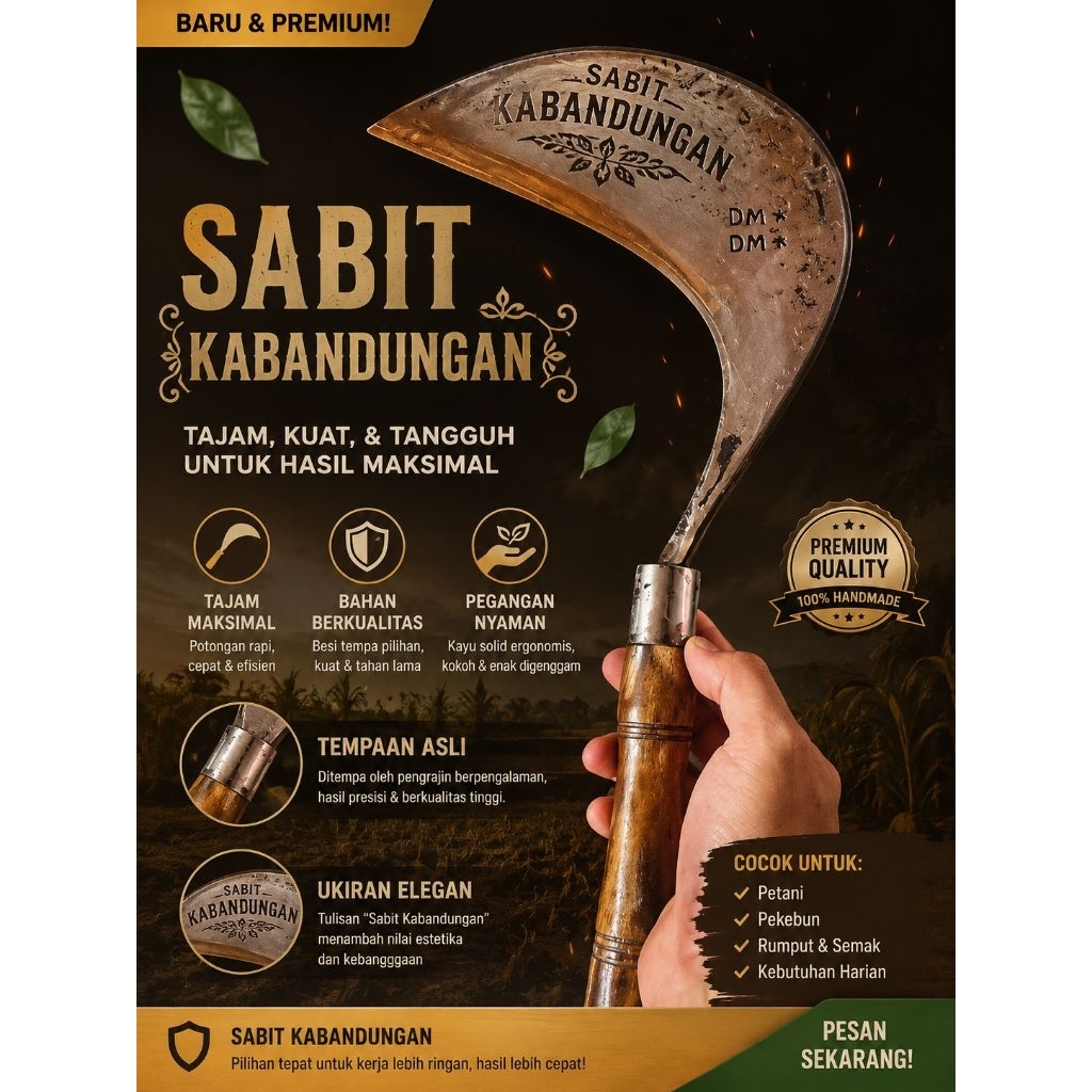 Sabit | Arit Kabandungan Bahan Baja Per Asli Sabit Tradisional Produk Garut Asli