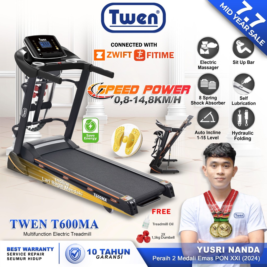 TWEN T600MA T600MA New Treadmill Listrik Treadmill Portable Treadmill Multifungsi Treadmil Lipat Tre