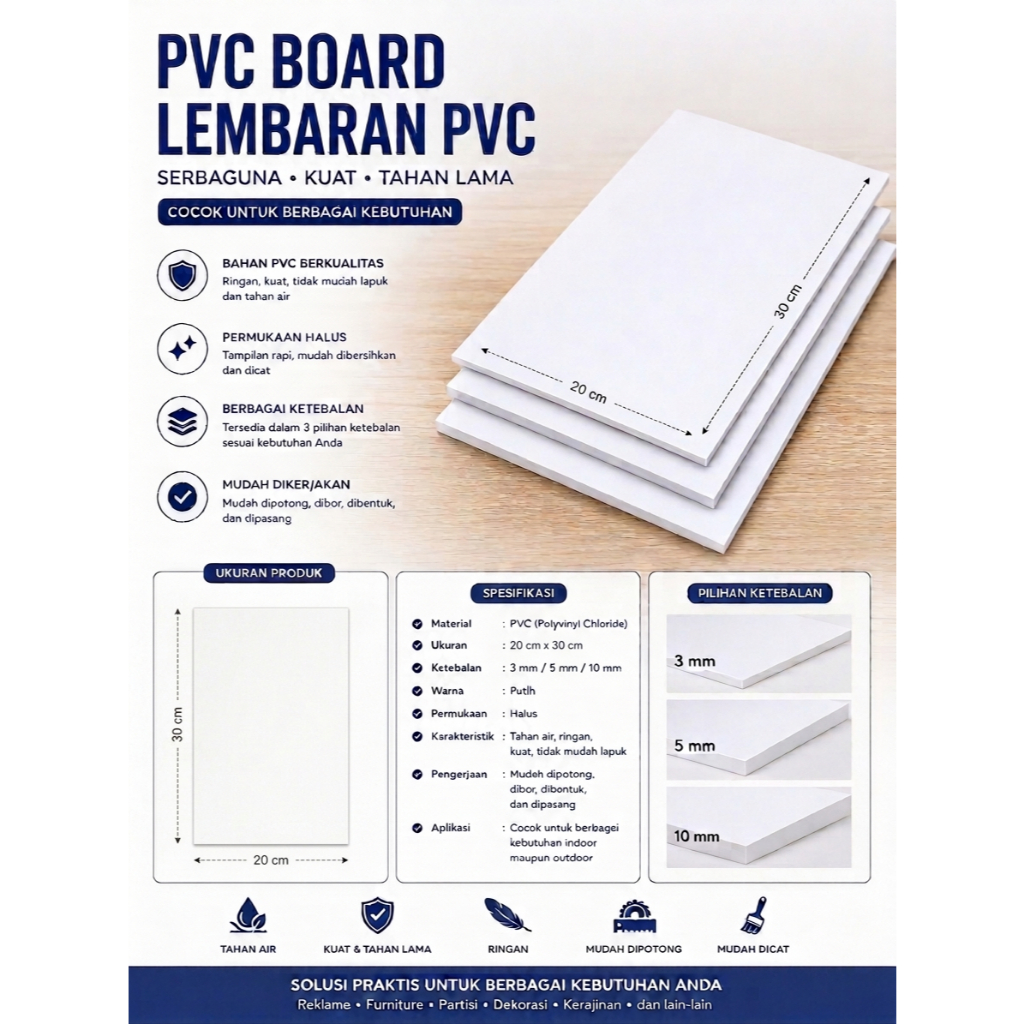 PVC BOARD/ ANDY BOARD / PVC POLOS / BOARD POLOS/ POLOS / 20 X 30 CM / PVC 3MM/ PVC 5MM/ PVC 10MM