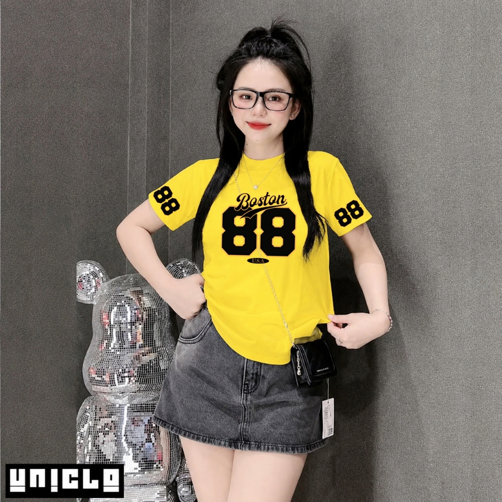 KAOS BASEBALL UNISEX COTTON COMBED 24s LENGAN PENDEK / PRINTED BOSTON 88