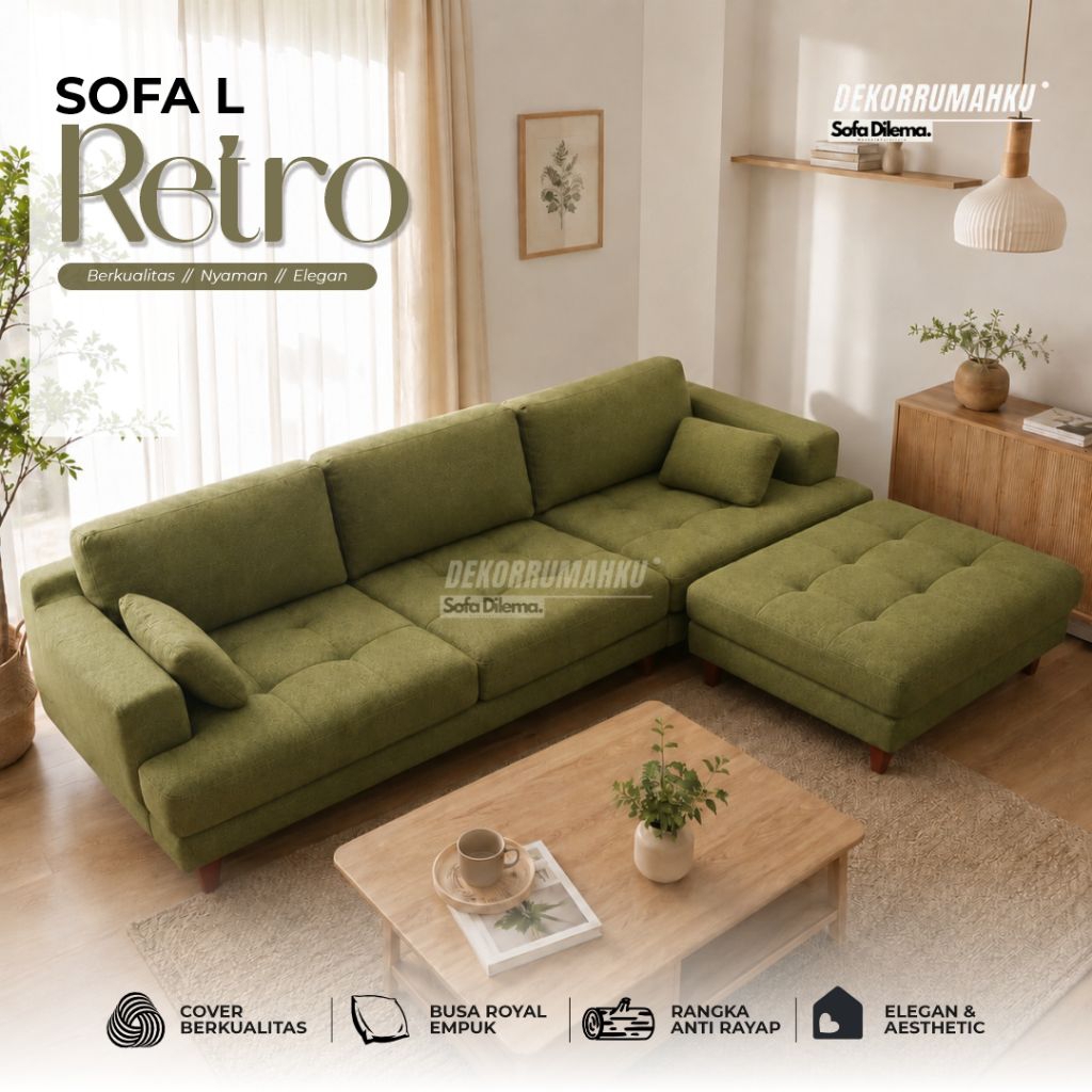 Sofa L Sofa retro Sofa minimalis Gratis Ongkir seluruh Jawa Bali