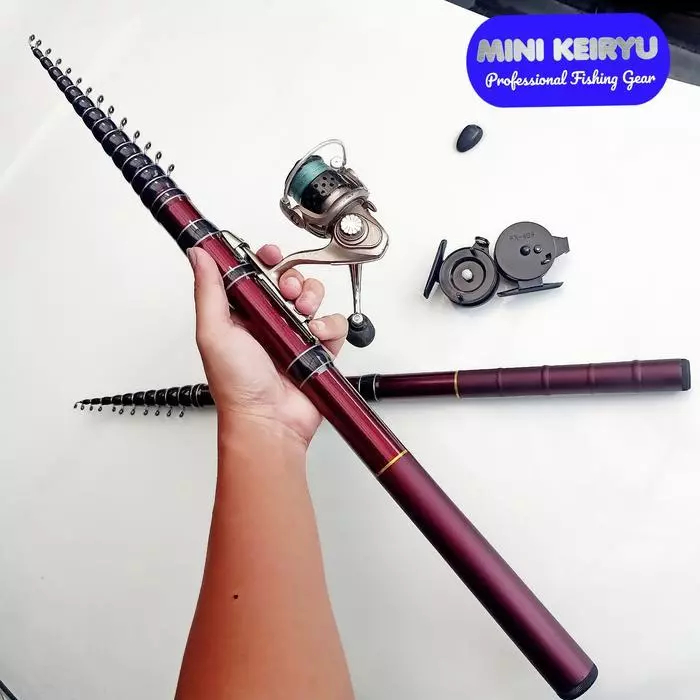 Joran Pancing Tegek Mini Keiryu 4.5m Custom Kolong + reel - 450cm