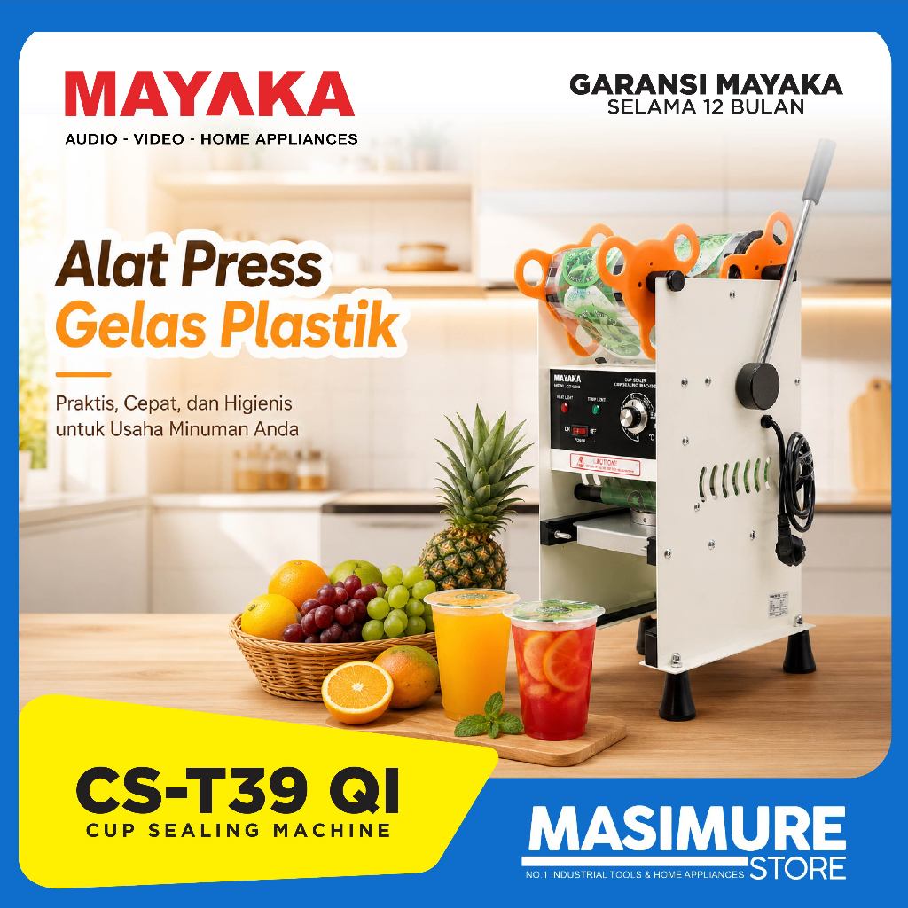 Mayaka CS-T39 QI Mesin Cup Sealer 300W Press Gelas Minuman Bubble Tea Kopi Jus
