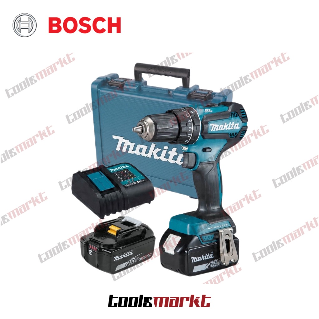 Makita Mesin Bor Tembok Obeng Baterai DHP485F001 Cordless Hammer Driver Drill Brushless DHP 485 F001