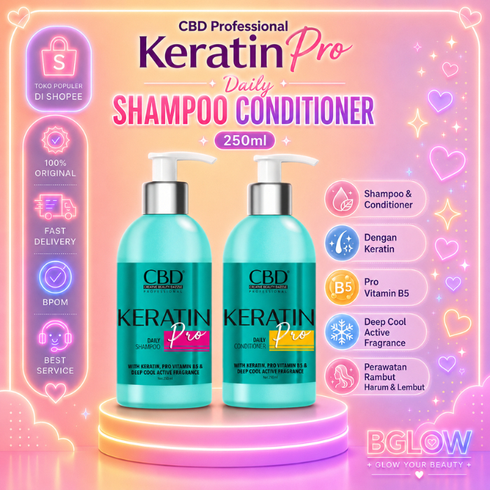 CBD Professional   Keratin Pro Daily SHAMPOO CONDITIONER 250ML untuk  rambut kusut kasar freezy lemb