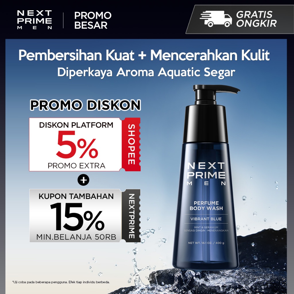 NEXTPRIME Perfume body wash / sabun mandi cair /  Vibrant Blue / All day cooling&detoxifying / mence