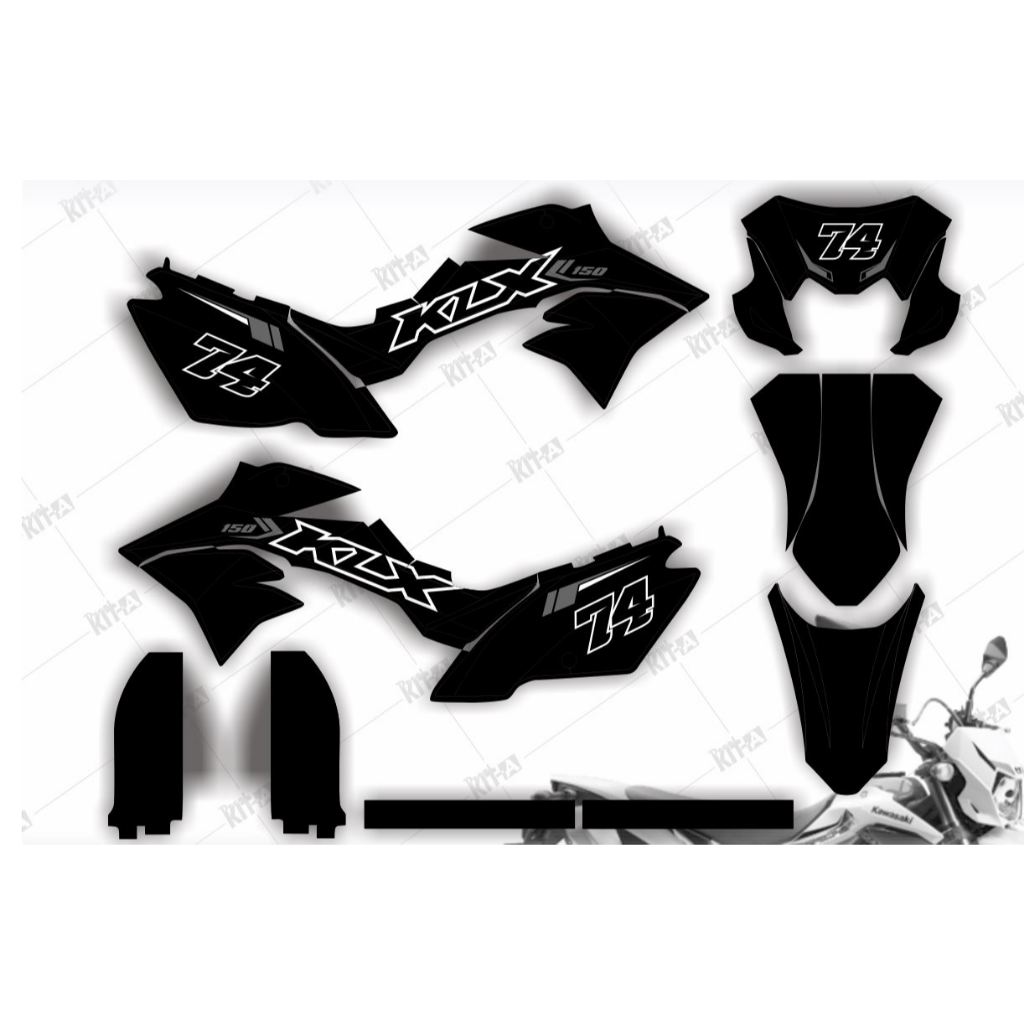Decal Stiker Klx 150 Hijau Hitam Dekal Striping Sticker Dtracker Klx 150 -251
