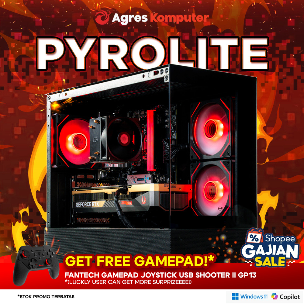 [BEST SELLER] AGRES PYROLITE PC RYZEN 5 7500F RTX 5060 8GB/ 32GB 1TB RAKITAN PC GAMING