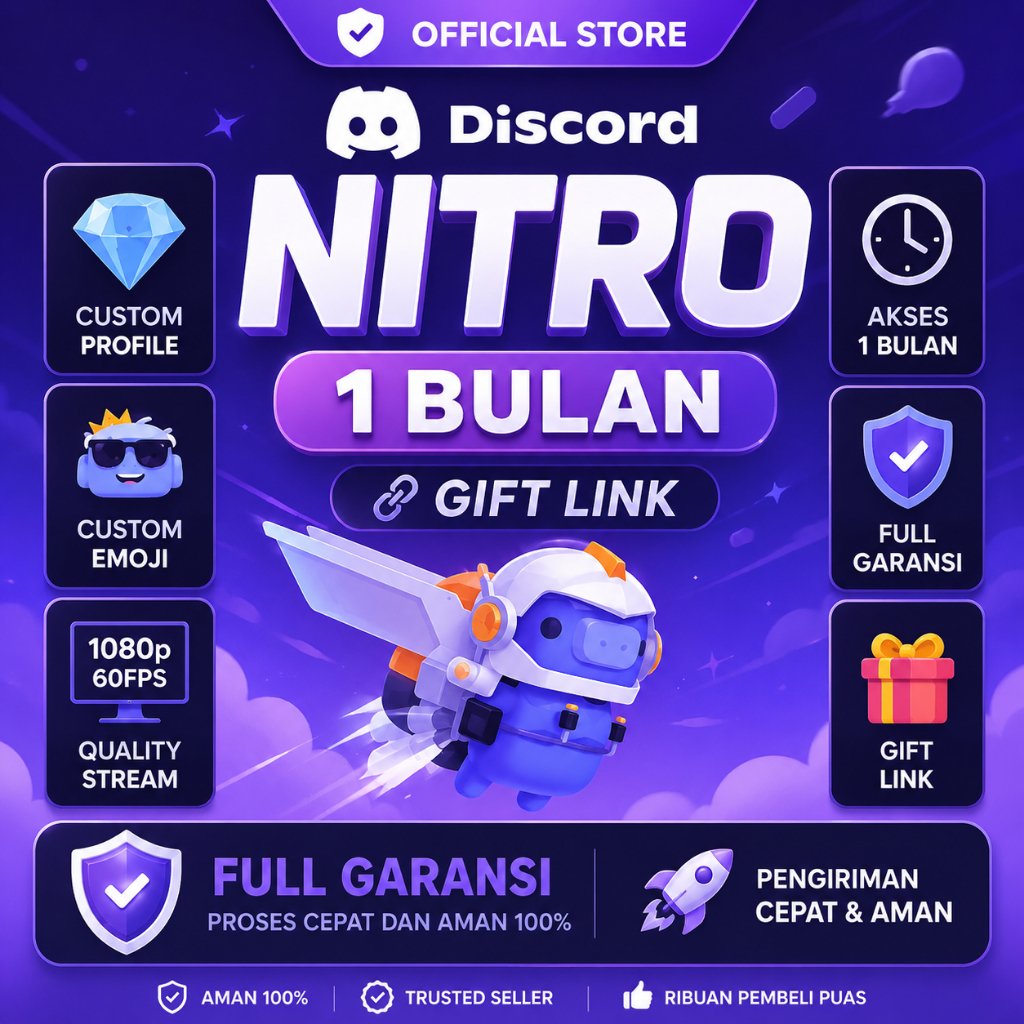 DISCORD NITRO GIFT LINK 1 BULAN BOOST 2X VIA GIFT