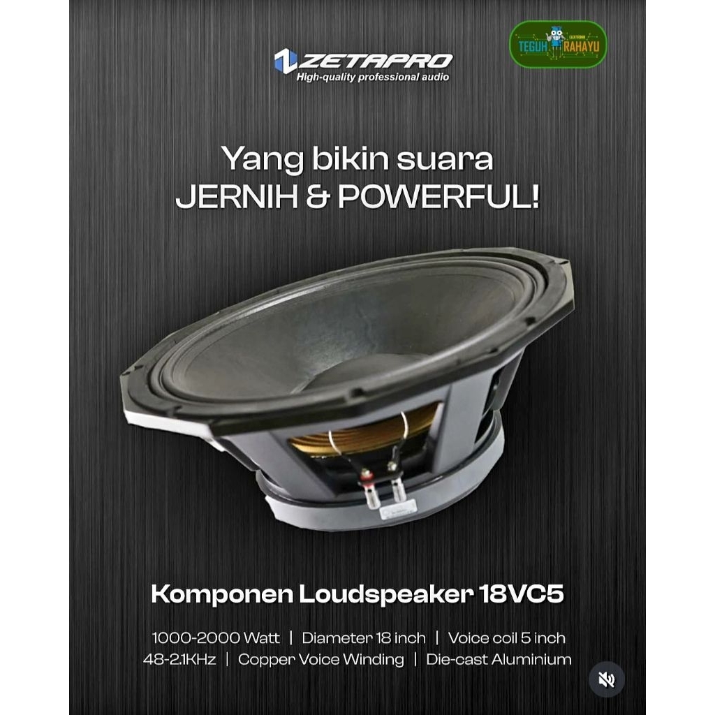 SPEAKER ZETAPRO 18" SUBWOOFER 18VC5 / 18" COIL 5" 18 VC5 (ORIGINAL)