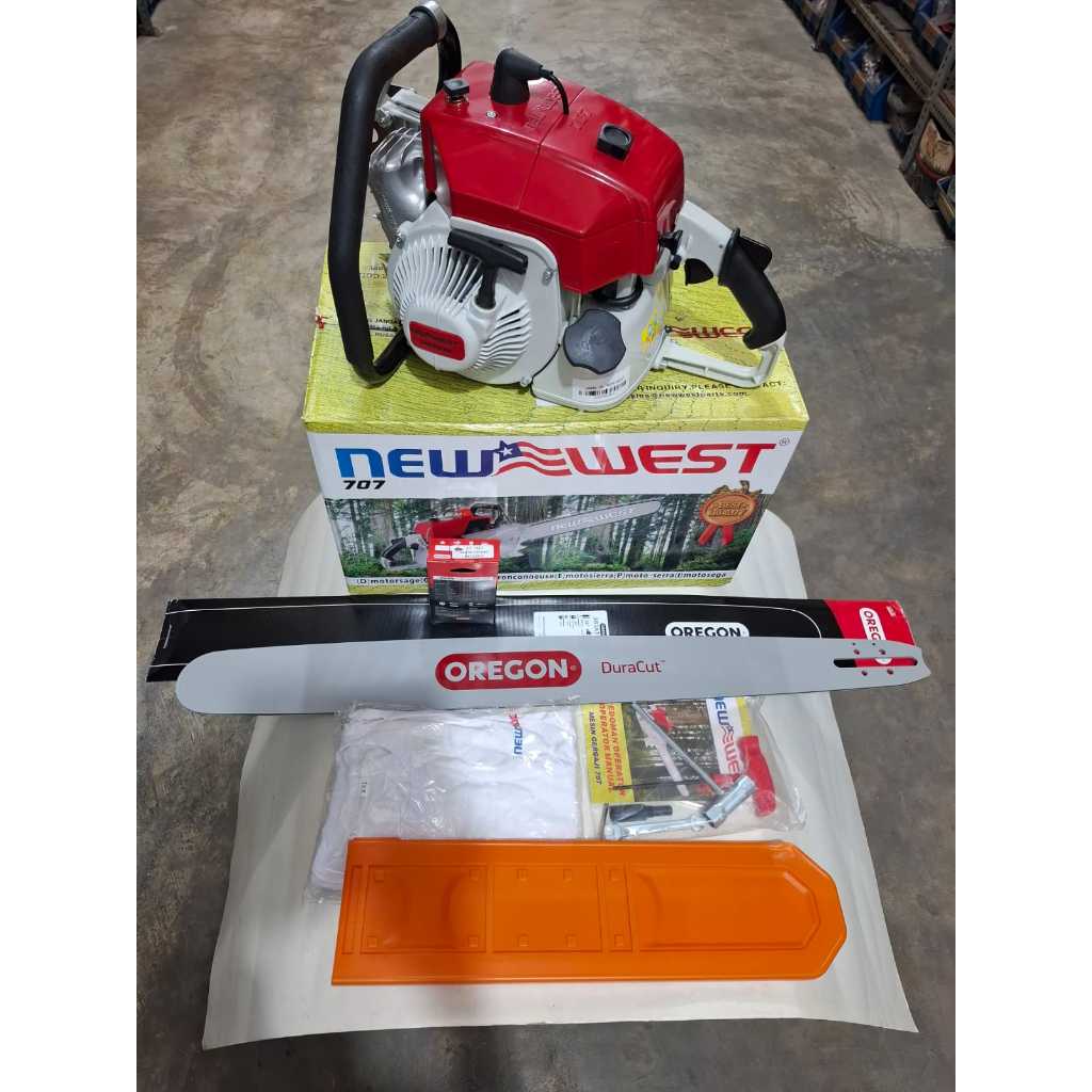 707 Mesin Chainsaw  New West W/36"Bar Oregon W/52T Rantai Oregon