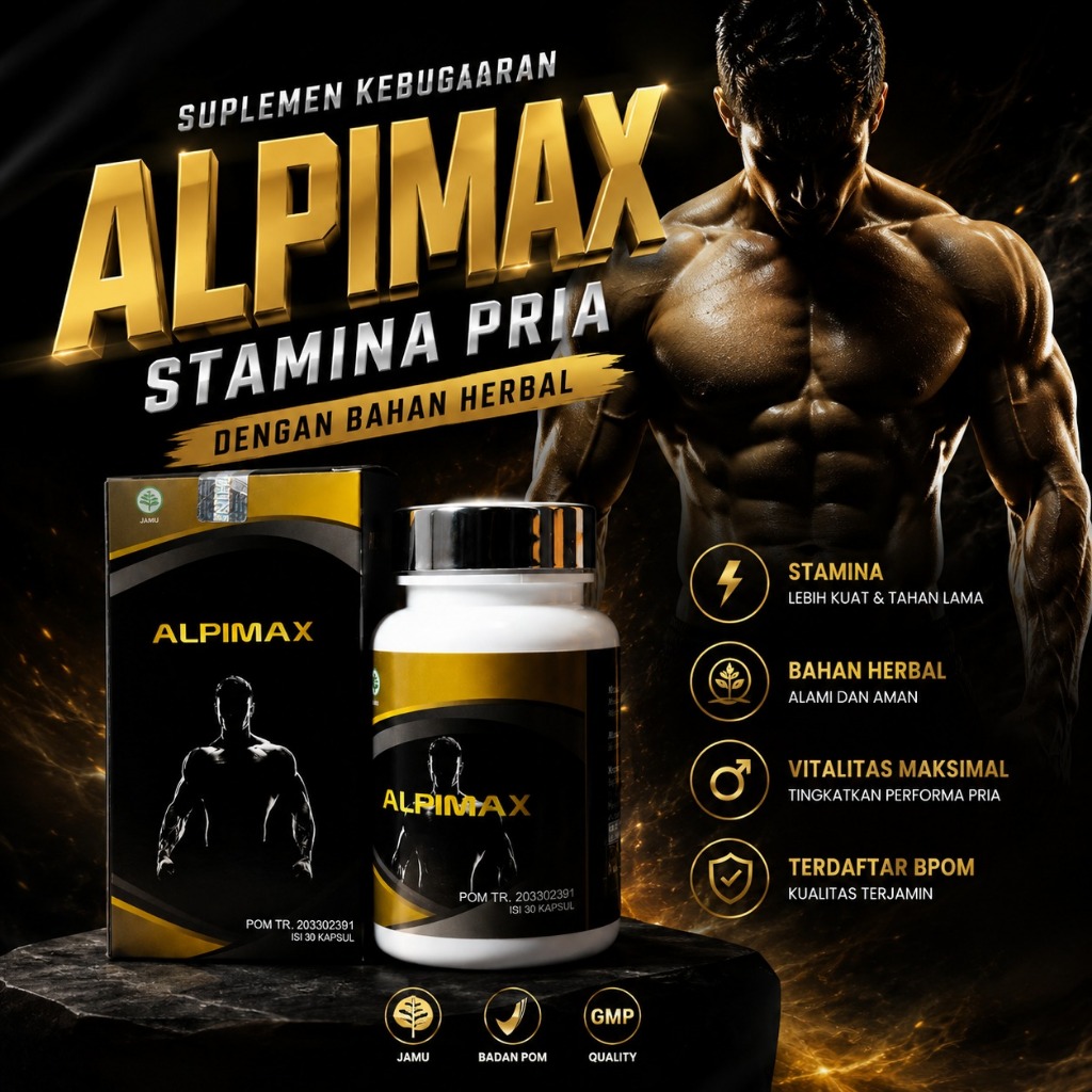 Suplemen Kebugaran Alpimax Stamina Pria Herbal, 30 Kapsul, BPOM, Terdaftar