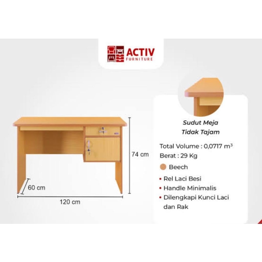 Meja kantor activ ½ biro // Meja kantor vino MT 120