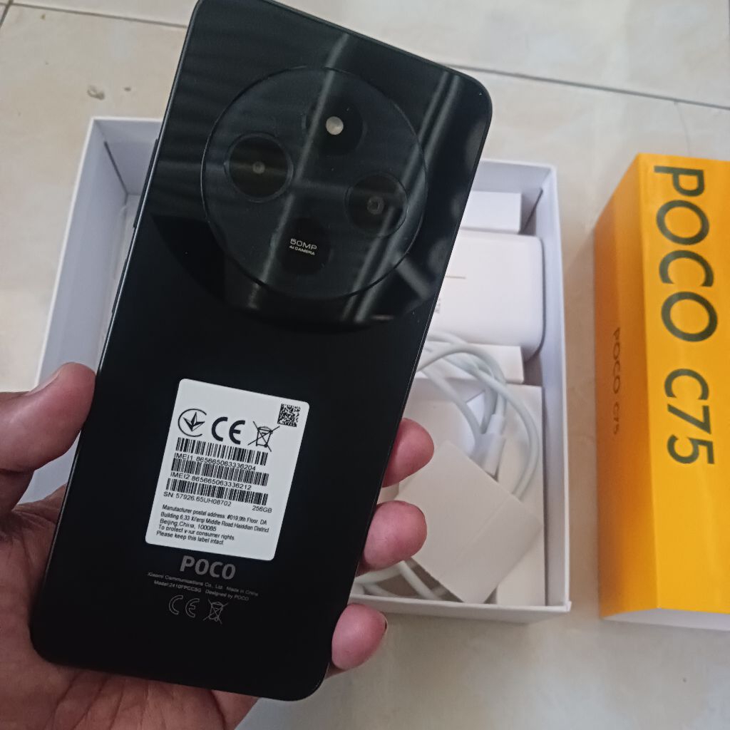 HP POCO C75 8/256 Warna HITAM- BEKAS(Second)