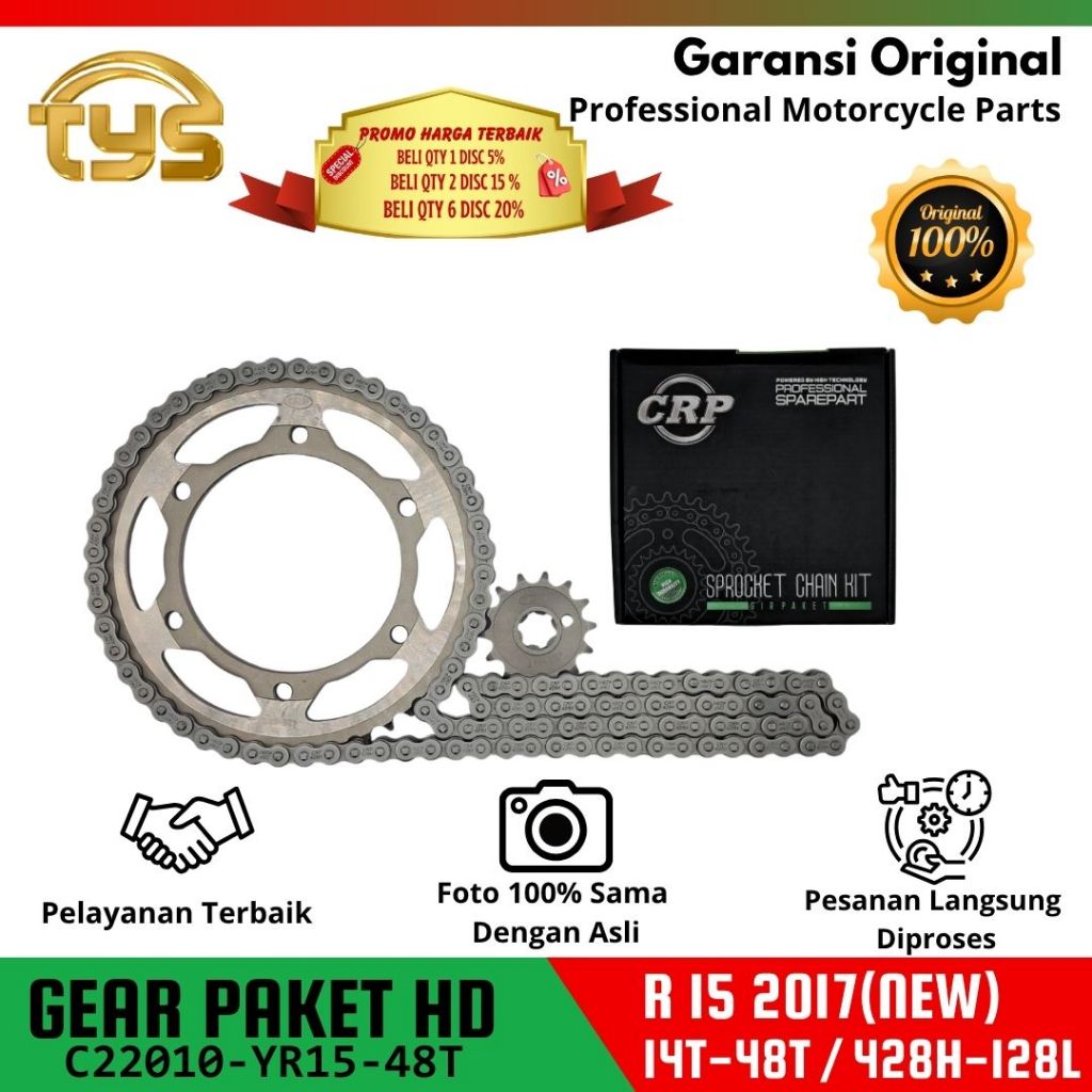 CRP Gear Paket untuk Yamaha R 15 2017 (New) (14-48T/428H-128L)
