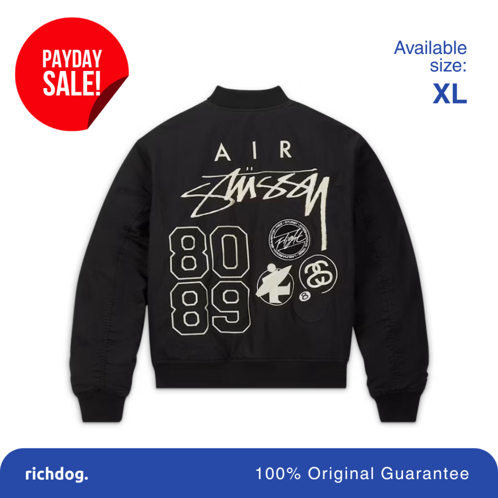 Nike x Stussy Reversible Varsity Bomber Jacket Black/Sail