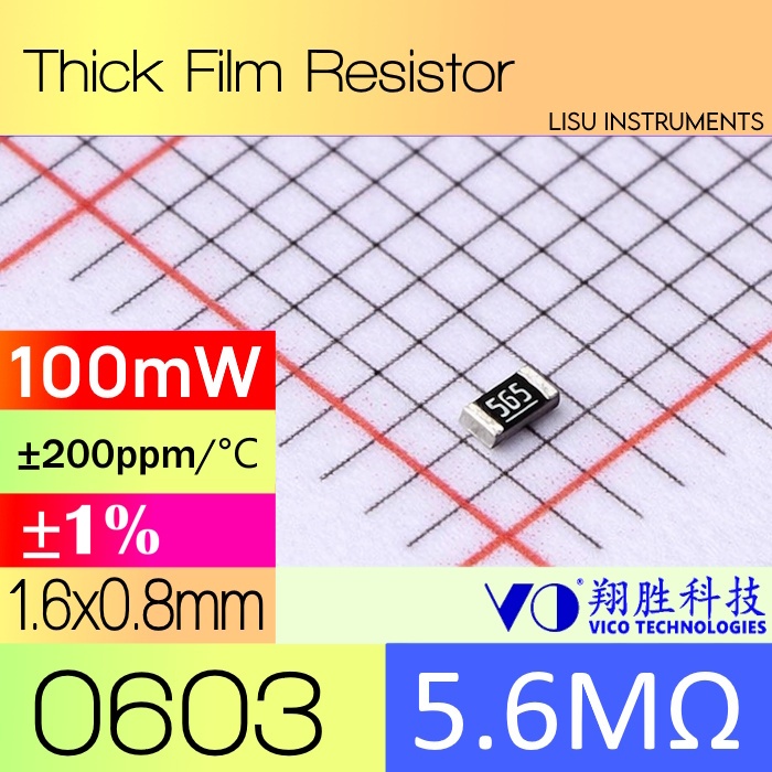 5.6M 0603 ±1% 100mW SMD Thick Film Resistor 5.6M 565 SCR0603F5M6 VO