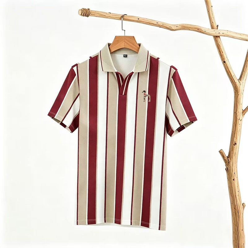 Shirt Pria berkualitas kaos polo garis baju kaos pria bordir Kemeja POLO bergaris vertikal kaos pria