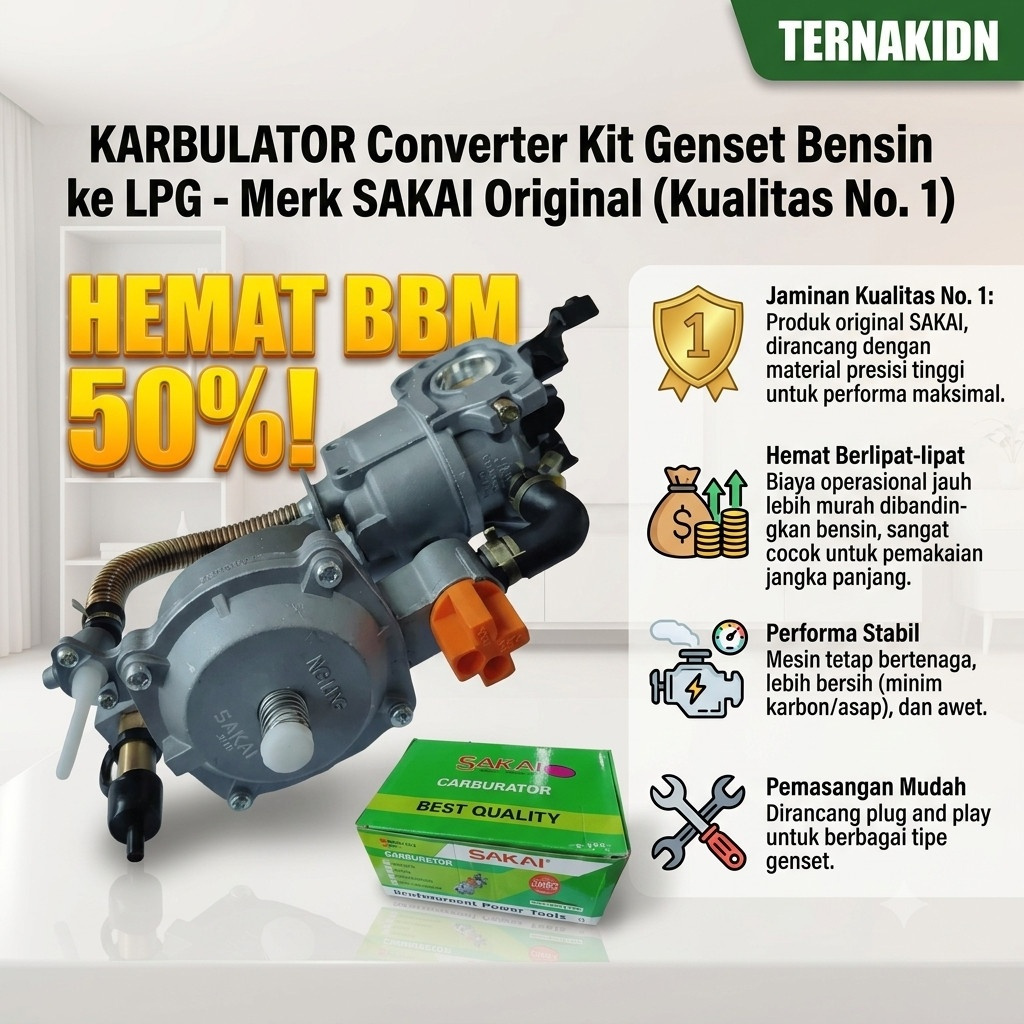 KARBULATOR LPG GX160 200 SAKAI/ KONVERTER KIT GENSET AIR HYBRID BENSIN KE LPG