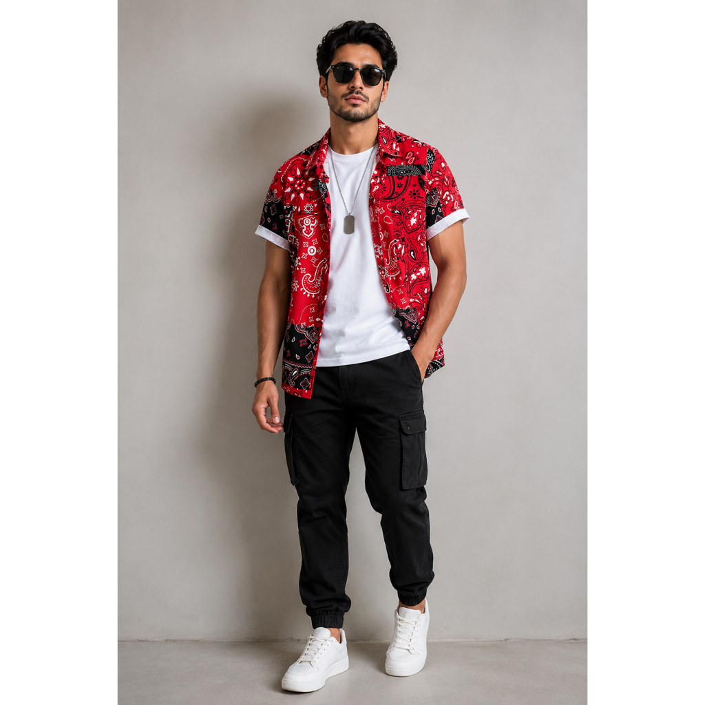 Kemeja pria open collar valtori - Paisley Rebel