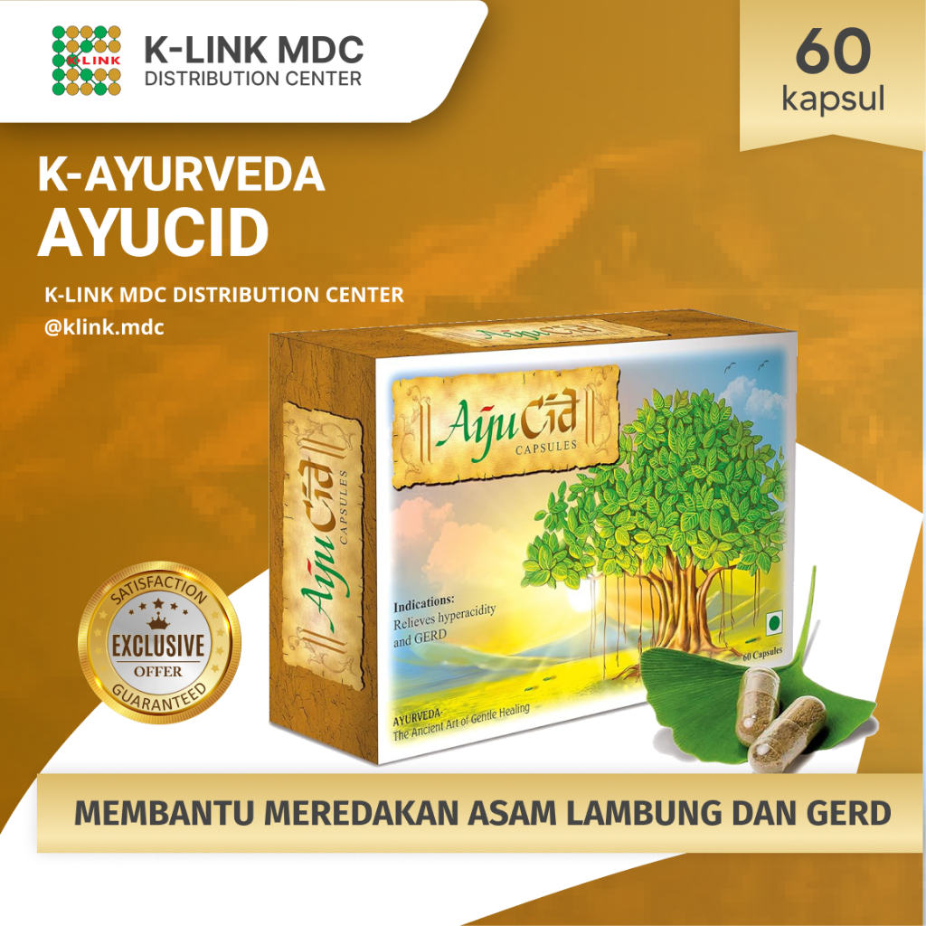 AYUCID [Kemasan Baru] EXCLUSIVE  (1 Box isi 60 Kapsul) Mengurangi Gas (Perut kembung), Gerd, Asam La