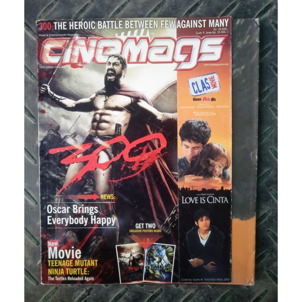 Majalah Cinemags. Edisi 93. April 2007. Cover 300. Bonus poster Love is Cinta