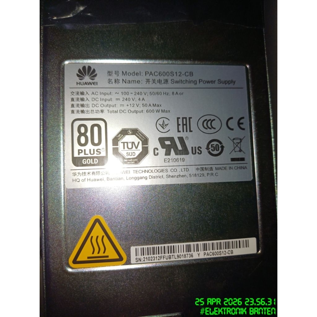 POWER SUPPLY HUAWEI 12V 50A NEW KOMPLIT