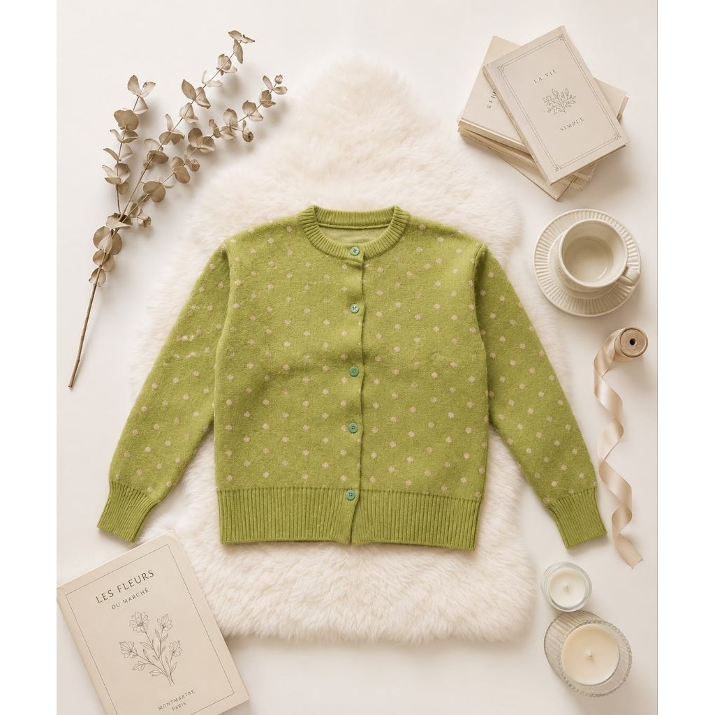 Cardigan Motif Polkadot Knitwear Rajut Anak Perempuan