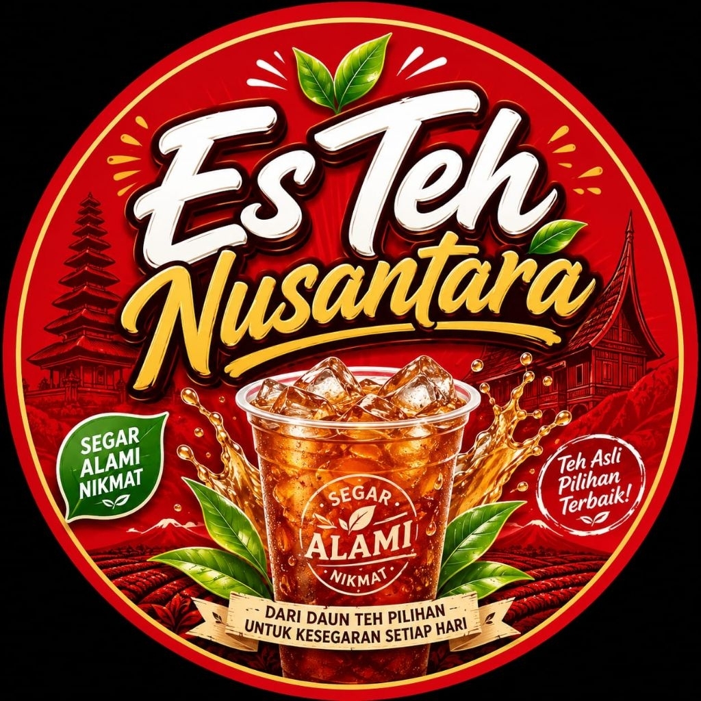 Stiker Cup Es Teh Nusantara Terbaruu isi 60pcs ukuran 5cm bisa COD