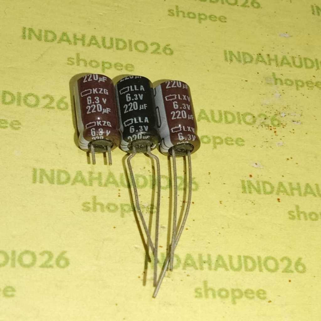 220uf 6v3  6.3v  6,3V  d6X12mm nippon chemicon  elco kapasitor elko capacitor 220uf 6v3  6.3v  6,3V