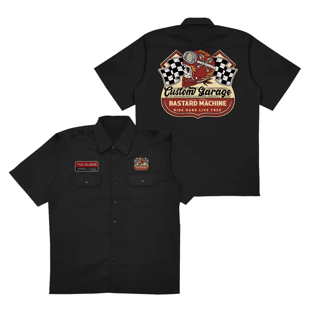 The slavia Workshirt Custome Garage kemeja kerja pdh warna hitam pdh kemeja pria wanita
