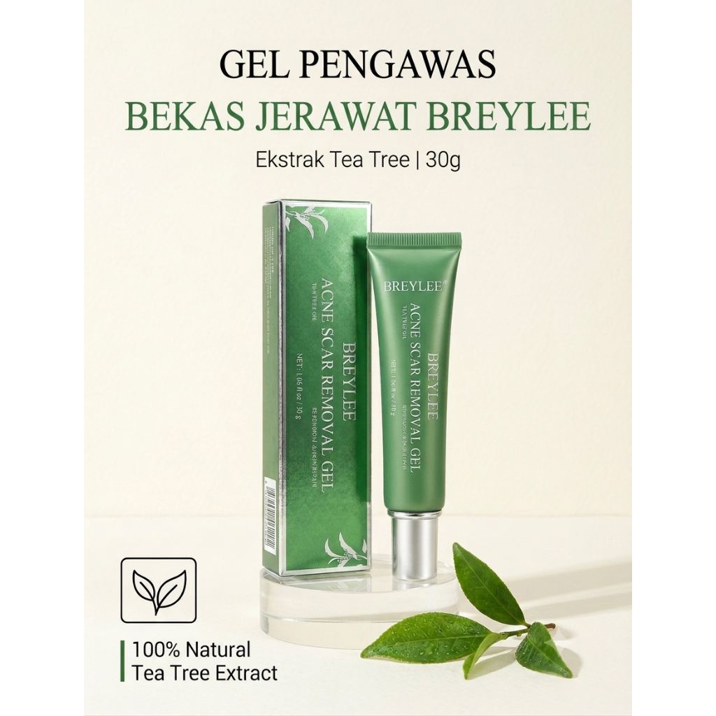 BREYLEE Acne Scar Removal Gel – Gel Penghilang Bekas Jerawat Tea Tree Extract 30g